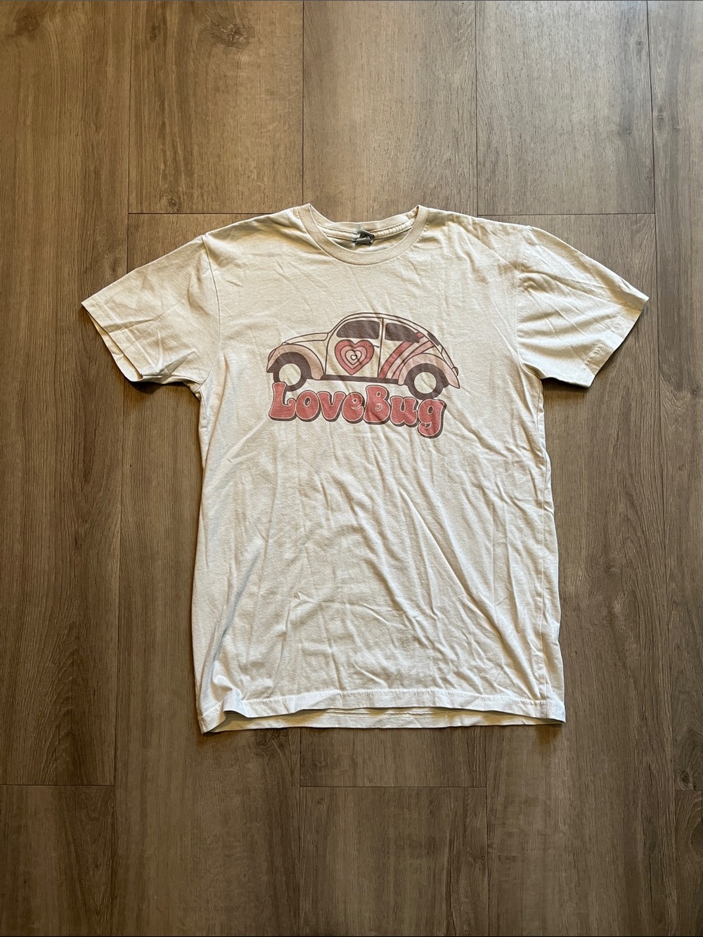 Next Level Apparel Cream 'LoveBug' Graphic Tee with Pink Accents